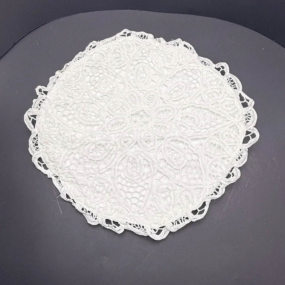 Vintage White Crochet Lace Pillow Sham Lined 14